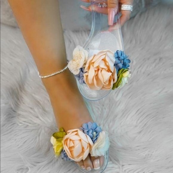 Floral Jelly Slides – Clear - Picture 7 of 7